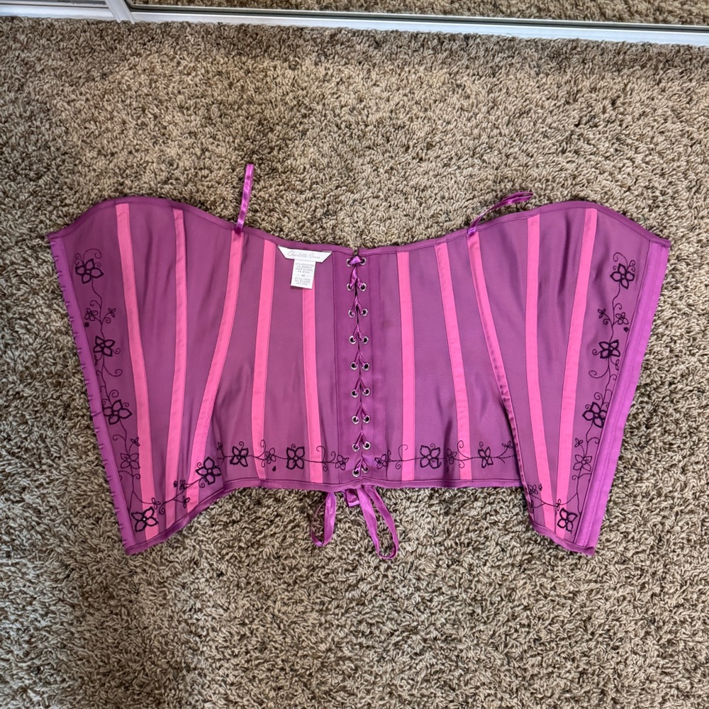 Vintage Y2K Charlotte Russe Purple Floral Corset - Picture 7 of 9